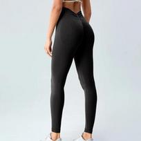 Fitneso Slim Fit sportinės jogos kelnės moterims, besiūlės, aukštu juosmeniu, bėgiojimo, laisvalaikio tamprės kelnės moterims, Push Up jogos tamprės 30698 L juoda