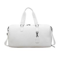 Large Capacity Travel Tote Bag With Chain Strap Women Men Water Resistant PU Leather Weekend Getaway 20-35L Small White
