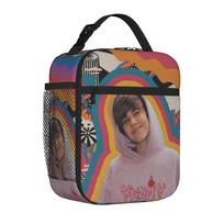 Justins Pop Singer Biebering Tote Thermal Cooler Bag Kawaii Rainbow Reusable Insulated Lunch Bags New Food Box For School One Size