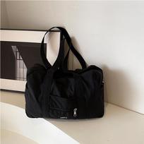 Large Capacity Tote Bag Lightweight Gym Bag Casual Korean Nylon Travel Bag Boston Zipper Shoulder Bag gray