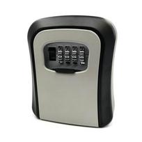 Outdoor 4 Digit Combination Key Safe Box with Weatherproof Cover Wall Mounted Aluminum Alloy Storage for Keys and Wallets