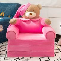 Cartoon Childrens Folding Sofa With Sponge Fill For Toddlers And Girls Boys Playroom Decor Pink