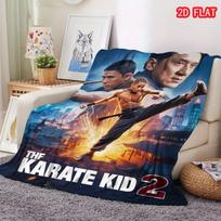 The Karate Kid 2 Movie Print Throw Blanket Martial Arts Action Film Flannel Blanket Cozy Room Decor Gift 80cm x 120cm gray