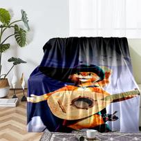 Puss In Boots Theme Printed Blanket - Perfect for Couch, Bed, Travel & Outdoor Use | Machine Washable, Cozy & Durable. 80cmx120cm black