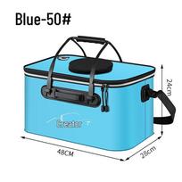 Multi-functional EVA Folding Fish Bucket: Live Fish Protector & Tackle Box. blue