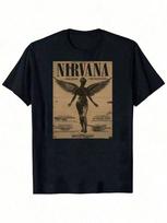 2026 Relaxing for Summer New Nirvana Band T-shirt Fashion Cotton Vintage Rock Men's Short Sleeves Women And Men T-Shirt L brown