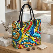 Colorful Stained Glass Pattern Tote Bag Fashion Large Capacity Casual Shoulder Bag for Daily Shopping Travel Use