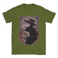 Plague Doctor Tarot Card  T-Shirt Men  Fashion Cotton Tees Round Collar Short Sleeve T Shirts Big Size Clothes 4XL gray