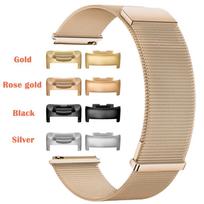 Milanese Band Fit for FITBIT Charge 5/6 Magnetic Buckle Design Strap Suitable for FITBIT Charge5 Charge6 Watchband Connector-Rose gold&Charge 5 6 beige