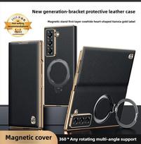 Rotating Stand for Samsung Z Fold 8 8 Ultra Case Genuine Leather Magnetic Full Coverage Flip Leather Case for Samsung Z Fold7 5 Galaxy Z Fold 8