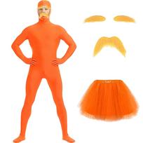 Adult and Kids Bodysuit Costume Set with Mustache, Eyebrows and Tulle Skirt 190 orange