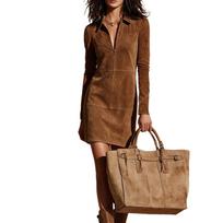 Women's A-Line Dress with Half-Zip and Lapel Collar, Long Sleeve Slim Fit Casual Dress M