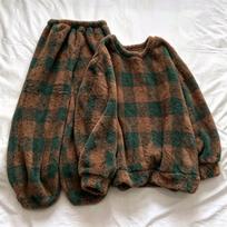 Women's Fall Winter Flannel Loungewear Set, Double-Sided Thickened Warm Long Sleeve Pajama Set for Couples S black