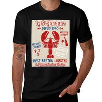 Le Stjacques Lobster Shack Tshirt Summer Print Short Sleeve Tee Tshirt 4XL brown