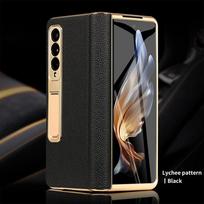 Leather Flip Case for Samsung Galaxy Z Fold 7 6 5 4 3 8 Fold8 ULtra Fold7 Plating Magnetic Hinge Stand Cover with Mirror Film For Galaxy Z Fold 7