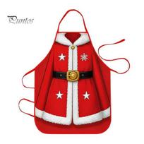 Cute Reindeer Print Baking Bib Christmas Funny Elf Apron, Waterproof Stain Resistant Kitchen Adjustable Oil Proof Theme Apron Neck Strap Holiday H