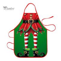 Cute Reindeer Print Baking Bib Christmas Funny Elf Apron, Waterproof Stain Resistant Kitchen Adjustable Oil Proof Theme Apron Neck Strap Holiday G