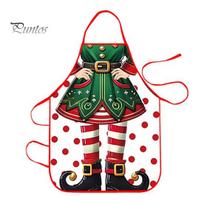 Cute Reindeer Print Baking Bib Christmas Funny Elf Apron, Waterproof Stain Resistant Kitchen Adjustable Oil Proof Theme Apron Neck Strap Holiday I