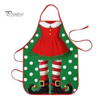 Cute Reindeer Print Baking Bib Christmas Funny Elf Apron, Waterproof Stain Resistant Kitchen Adjustable Oil Proof Theme Apron Neck Strap Holiday E