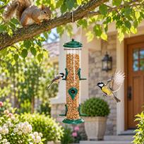 6- Bird Feeder Tube with Reinforced Spring- Squirrel Design for Garden Yard One Size