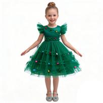 Girls Christmas Party Dress Kids Princess Dress with for Holiday Party 110