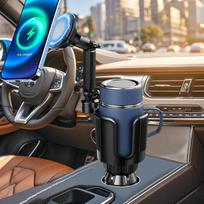 Car Cup Holder Phone Mount Magnetic Wireless Charger 15W GPS Navigation 3rd Gen Adjustable Mount Wireless Charging