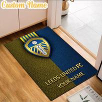 Custom Name Leeds United Crest Design  Rug, Office Rug, Chair Rug, Carpet for Living Rooms, Doormat Game Rug Home Decor Christmas Gifts 40cmx60cm blue