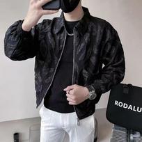 Casual Men S Fashion Jacket With Leaf Pattern Trendy Ins Style L juoda