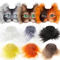 Halloween Therian Mask Kit Blank Cat Animal Half Face Mask DIY Hand-painted White Masks Carnival Masquerade Party Cosplay Props 11 auksas