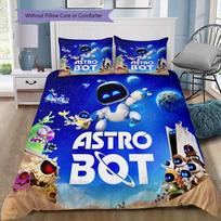 Astro Bot 3Pcs Bedding Set, Duvet Cover with 2 Pillowcases, Space Alien Robot Print Bed Linen, No Comforter No Pillow Core 140x200cm