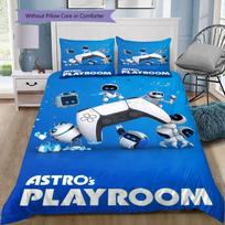 Astro Bot 3Pcs Bedding Set, Duvet Cover with 2 Pillowcases, Space Alien Robot Print Bed Linen, No Comforter No Pillow Core 155x200cm