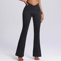 Oasis Peach Hip Flare Yoga Pants: Versatile High-Waisted Wide-Leg Fitness Trousers for Women EU (XL) juoda