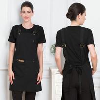 Cooking Bib Apron with Pockets Chef Cook Kitchen Apron for Men Women Black