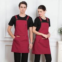 Cooking Bib Apron with Pockets Chef Cook Kitchen Apron for Men Women Red black