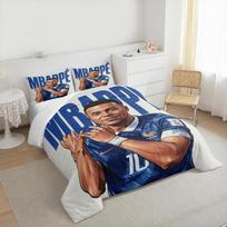 Kylian Mbappe France Football Bedding set (1 duvet cover, 2 pillowcases, duvet not included), Blue Number 10 Soccer Star Poster Print 140x200cm