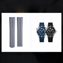 Fit For Omega Seamaster 300 High Quality Curved End 20mm FKM Rubber Watch Band With Original Extended Buckle Watch Band No Buckle&20mm gray