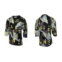 Off-Road Racing Jersey Mens 3/4 Sleeve T-Shirt Breathable Quick-Dry Comfortable Cycling XXXL gray