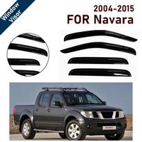 Window Visor for Nissan Navara 2004-2015 Double Cab | 4pcs Rain Guard Wind Deflector | Car Weather Shield Accessory
