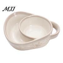 Modern Nostalgic Kitchenware Ceramic Divided Serving Plate, Fan-Shaped Sectional Tray with Handle for Breakfast Compact Dining Room Tableware 1pc