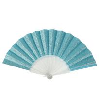 Glitter Sparkle Folding Fan Plastic Dance Hand  Fan Gift Handheld Fan  Wedding blue
