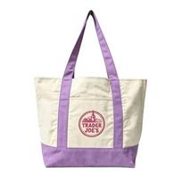 Trader Joes Large Capacity Canvas Tote Bag With Embroidery For Daily Shopping And Casual Use