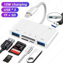 OTG Adapter with Charging Port for iPhone Trail Camera Adapter for Lighting USB Adapter for iPhone Card Reader USB Flash Stick 5 6 IN 1 OTG