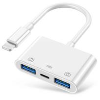 OTG Adapter with Charging Port for iPhone Trail Camera Adapter for Lighting USB Adapter for iPhone Card Reader USB Flash Stick 5 TWO USB and Charging