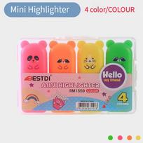 4-12 Colors Cute Bear Mini Highlighter Pens, Kawaii Pastel Fluorescent Markers Portable School Study Stationery Supplies orange
