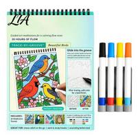 Relaxing Art Projects for Home Trace-By-Groove Guided Coloring Book, Clear Artistic Printing with 20 Decorative Illustrated Scenes Artists And