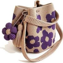 Large Capacity Handmade Crochet Flower Tote Bag With Flowers beige