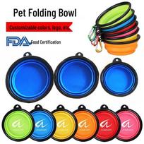 Portable TPE Folding Pet Bowl for Outdoor Use Color Frame with Buckle 350ml