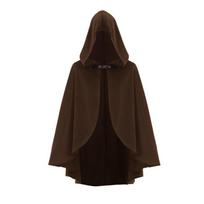 Medieval Retro Hooded Cloak Halloween Grim Reaper Wizard Cloak Men's and Women's Comic-Con Costume one size fits all black