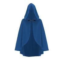 Medieval Retro Hooded Cloak Halloween Grim Reaper Wizard Cloak Men's and Women's Comic-Con Costume one size fits all blue
