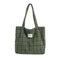 Plaid Tote Bag Large Capacity Shoulder Handbag for Women